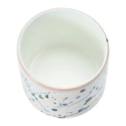 Hello Honey® 6" White & Blue Splatter Design Stoneware Footed Planter -Flowers Michael Store D321253S 6