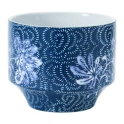 Hello Honey® 7" Blue & White Floral Stoneware Planter -Flowers Michael Store D321256S 2