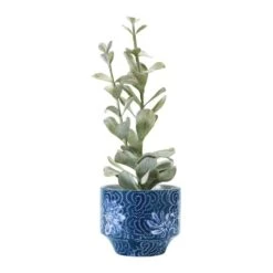 Hello Honey® 7" Blue & White Floral Stoneware Planter -Flowers Michael Store D321256S 4
