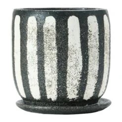 Hello Honey® 7.5" Black & White Hand-Painted Terra Cotta Planter With Saucer Set -Flowers Michael Store D321277S 5