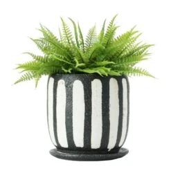 Hello Honey® 7.5" Black & White Hand-Painted Terra Cotta Planter With Saucer Set -Flowers Michael Store D321277S 8