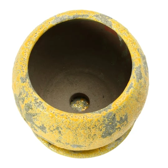 Hello Honey® 5" Distressed Yellow Terra Cotta Planter With Saucer Set 8 Hello Honey® 5" Distressed Yellow Terra Cotta Planter With Saucer Set - Image 6