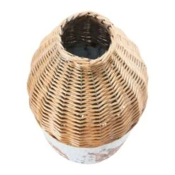 Hello Honey® 16.5" Distressed White Hand-Woven Rattan & Clay Vase 14 Hello Honey® 16.5" Distressed White Hand-Woven Rattan & Clay Vase -Flowers Michael Store D321341S 5