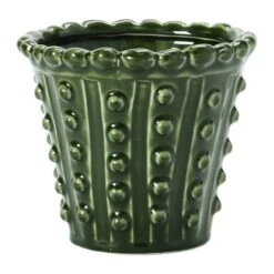 Hello Honey® Green Stoneware Hobnail Planter