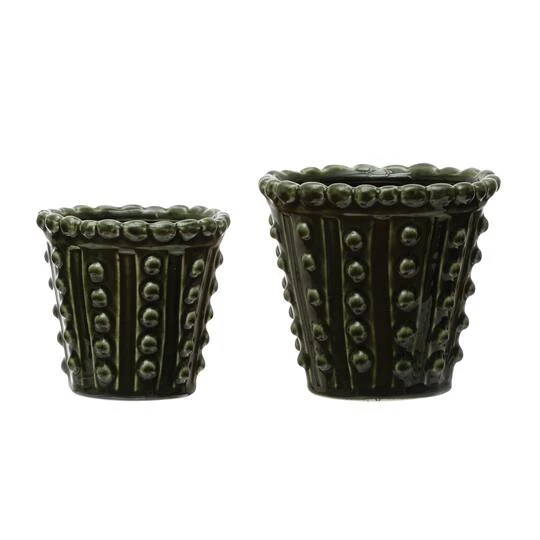 Hello Honey® Green Stoneware Hobnail Planter 10 Hello Honey® Green Stoneware Hobnail Planter - Image 8