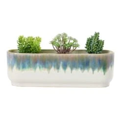 Hello Honey® 14.5" Blue & White Stoneware 3 Section Window Planter -Flowers Michael Store D321413S 5