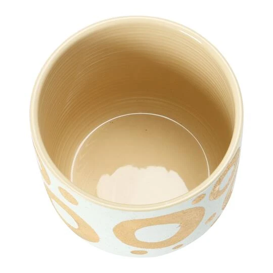 Hello Honey® 6.5" White & Gold Hand-Painted Stoneware Planter 9 Hello Honey® 6.5" White & Gold Hand-Painted Stoneware Planter - Image 7