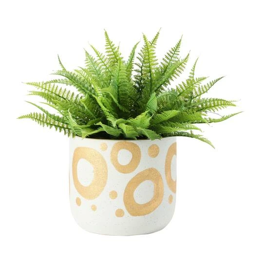 Hello Honey® 6.5" White & Gold Hand-Painted Stoneware Planter 10 Hello Honey® 6.5" White & Gold Hand-Painted Stoneware Planter - Image 8