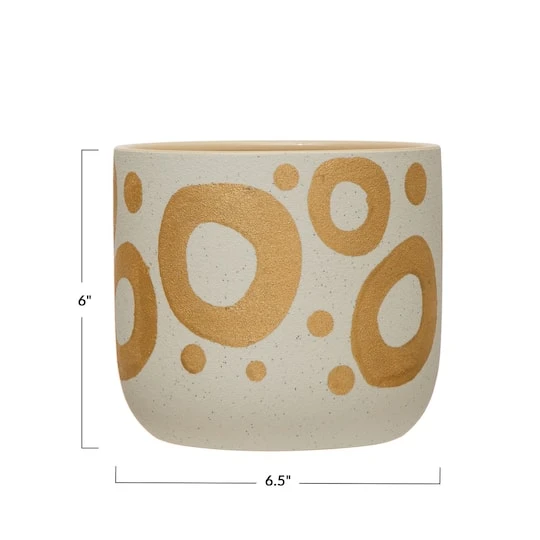 Hello Honey® 6.5" White & Gold Hand-Painted Stoneware Planter 11 Hello Honey® 6.5" White & Gold Hand-Painted Stoneware Planter - Image 9