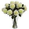 18" Blooming White Roses In Decorative Vase -Flowers Michael Store D322954S 1