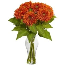 22.5" Orange Sunflower Arrangement In Vase -Flowers Michael Store D323658S 1 1