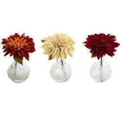 8" Dahlia With Decorative Vase Set