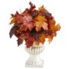 20" Autumn Maple Leaf & Berries Plant In White Urn -Flowers Michael Store D323945S 1