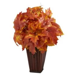 19" Orange Autumn Maple Leaf Plant In Decorative Planter 7 19" Orange Autumn Maple Leaf Plant In Decorative Planter -Flowers Michael Store D323954S 1 1