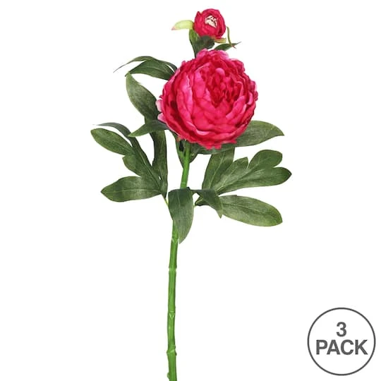 Hot Pink Peony Stem, 3ct. 6 Hot Pink Peony Stem, 3ct. - Image 4