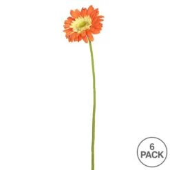 Orange Gerbera Daisy Artificial Stems, 6ct. -Flowers Michael Store D334017S 3