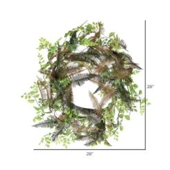 28" Green Fern & Cotton Wreath -Flowers Michael Store D347800S 2