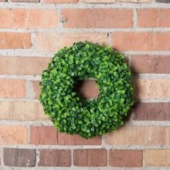 10" Green Mini Button Leaf Wreath -Flowers Michael Store D347820S 3