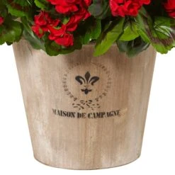22" Red Geranium In Farmhouse Style Planter -Flowers Michael Store D350199S 12