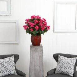 2ft. Pink Bougainvillea With Woven Vase -Flowers Michael Store D350225S 12