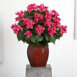 2ft. Pink Bougainvillea With Woven Vase -Flowers Michael Store D350225S 13