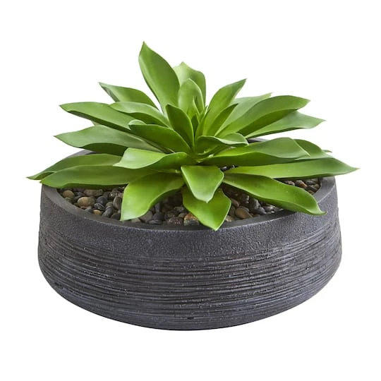 10" Large Succulent Artificial Plant In Decorative Bowl 3 10" Large Succulent Artificial Plant In Decorative Bowl