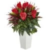 2.5ft. Red Laceleaf In White Tower Vase -Flowers Michael Store D350307S 1