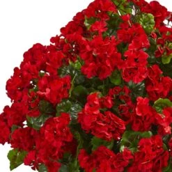 2.7ft. Red UV Resistant Geranium Artificial Plant In Slate Planter -Flowers Michael Store D350311S 12