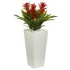 2ft. Triple Bromeliad Artificial Plant In White Tower Planter -Flowers Michael Store D350327S 1