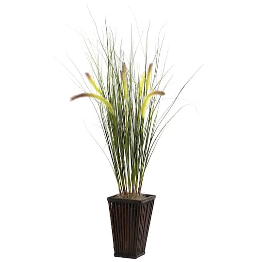 3ft. Grass With Cattails & Bamboo Planter 3 3ft. Grass With Cattails & Bamboo Planter