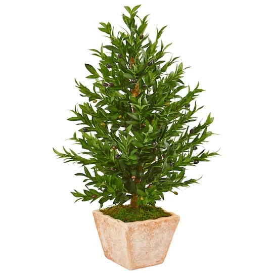 3ft. UV Resistant Olive Cone Topiary Tree In Terra Cotta Planter 4 3ft. UV Resistant Olive Cone Topiary Tree In Terra Cotta Planter - Image 2