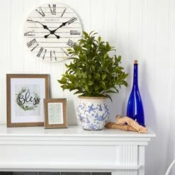 28" Coffee Leaf Artificial Plant In Vintage Floral Planter (Real Touch) -Flowers Michael Store D352398S 3