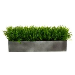 25" Wild Grass Plant In Metal Planter