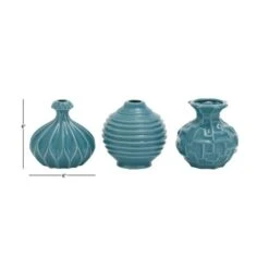 Blue Stoneware Modern Vase Set -Flowers Michael Store D362911S 11