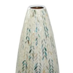 34" White Bamboo Coastal Vase -Flowers Michael Store D362912S 3