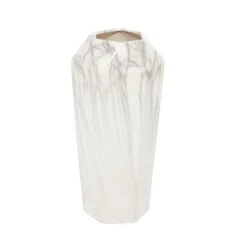 14" White Ceramic Contemporary Vase