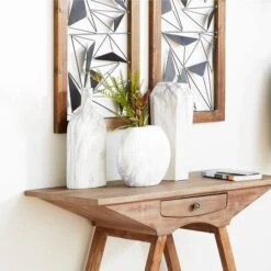 14" White Ceramic Contemporary Vase -Flowers Michael Store D362917S 5