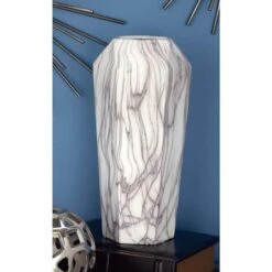 14" White Ceramic Contemporary Vase -Flowers Michael Store D362917S 6