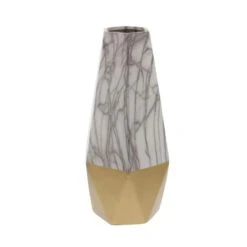 CosmoLiving By Cosmopolitan 14" Gold & Marble Stoneware Vase 9 CosmoLiving By Cosmopolitan 14" Gold & Marble Stoneware Vase -Flowers Michael Store D362931S 1 1