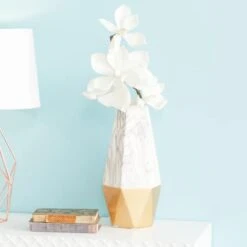 CosmoLiving By Cosmopolitan 14" Gold & Marble Stoneware Vase 13 CosmoLiving By Cosmopolitan 14" Gold & Marble Stoneware Vase -Flowers Michael Store D362931S 6