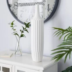 23" White Ceramic Modern Vase -Flowers Michael Store D362939S 6