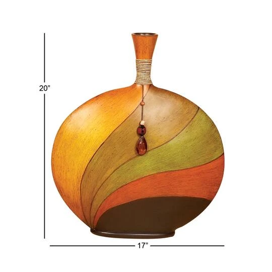 20" Multi Colored Polystone Eclectic Vase 11 20" Multi Colored Polystone Eclectic Vase - Image 9