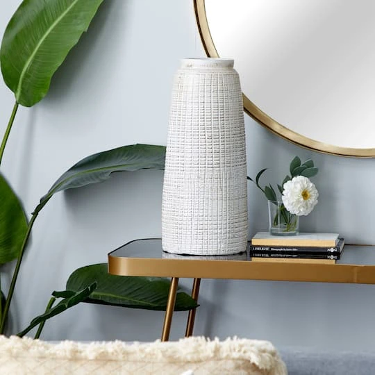 17" White Terracotta Coastal Vase 9 17" White Terracotta Coastal Vase - Image 7