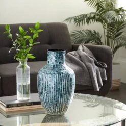 16" Blue Mother Of Pearl Coastal Vase -Flowers Michael Store D362961S 6