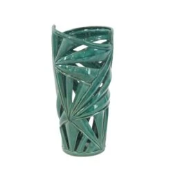 CosmoLiving By Cosmopolitan Green Ceramic Vase -Flowers Michael Store D362984S 3