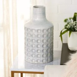 CosmoLiving By Cosmopolitan 14" Gray Porcelain Coastal Style Vase -Flowers Michael Store D364304S 7