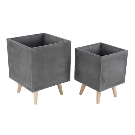 Dark Gray Contemporary Planter Set 4 Dark Gray Contemporary Planter Set - Image 2