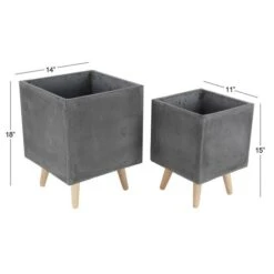 Dark Gray Contemporary Planter Set 17 Dark Gray Contemporary Planter Set -Flowers Michael Store D365614S 6