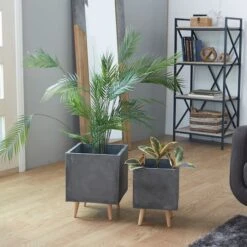 Dark Gray Contemporary Planter Set 19 Dark Gray Contemporary Planter Set -Flowers Michael Store D365614S 8