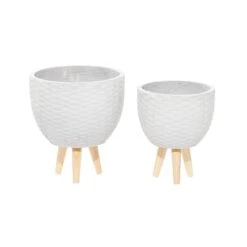 Gray Contemporary Planter Set -Flowers Michael Store D365621S 5